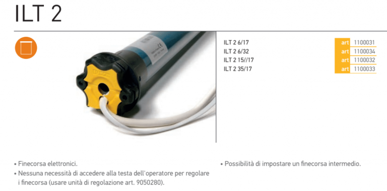 MOTORE ILT 2 PER TENDE A RULLO E SCREEN VERTICALI SOMFY Vendita