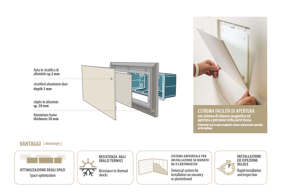 APERTURA A PRESSIONE PER ANTE E CASSETTI MAGNETICA