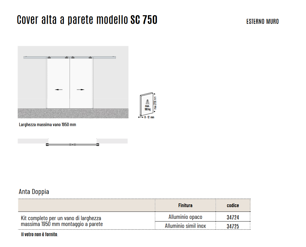 Binario Tenda Soffitto Scorrevole Con Accessori Di Montaggio, In Alluminio  Bianco E Nero Con Scorrevoli, Montaggio A Parete, Muto