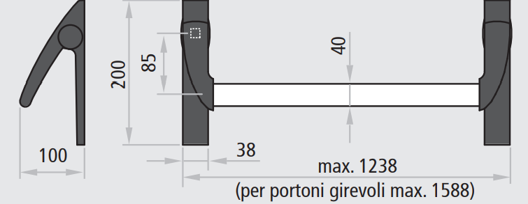 Maniglione antipanico per serrature ad infilare per anta singola o per anta  attiva Ninz Exus® BM LX in inox - Vendita Online