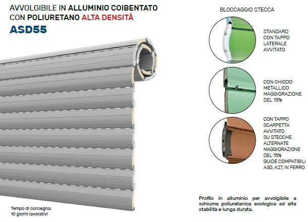 ALLUMINIO 2.6 TAPPARELLA AVVOLGIBILE ALLUMINIO POLIURETANO ECOLOGICO