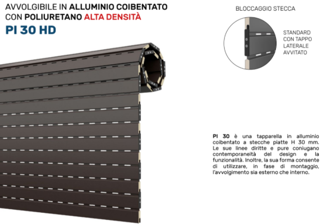 AVVOLGIBILE MINI IN ALLUMINIO COIBENTATO CON POLIURETANO ALTA DENSITÀ PI 30  HD con terminale in alluminio - Vendita Online